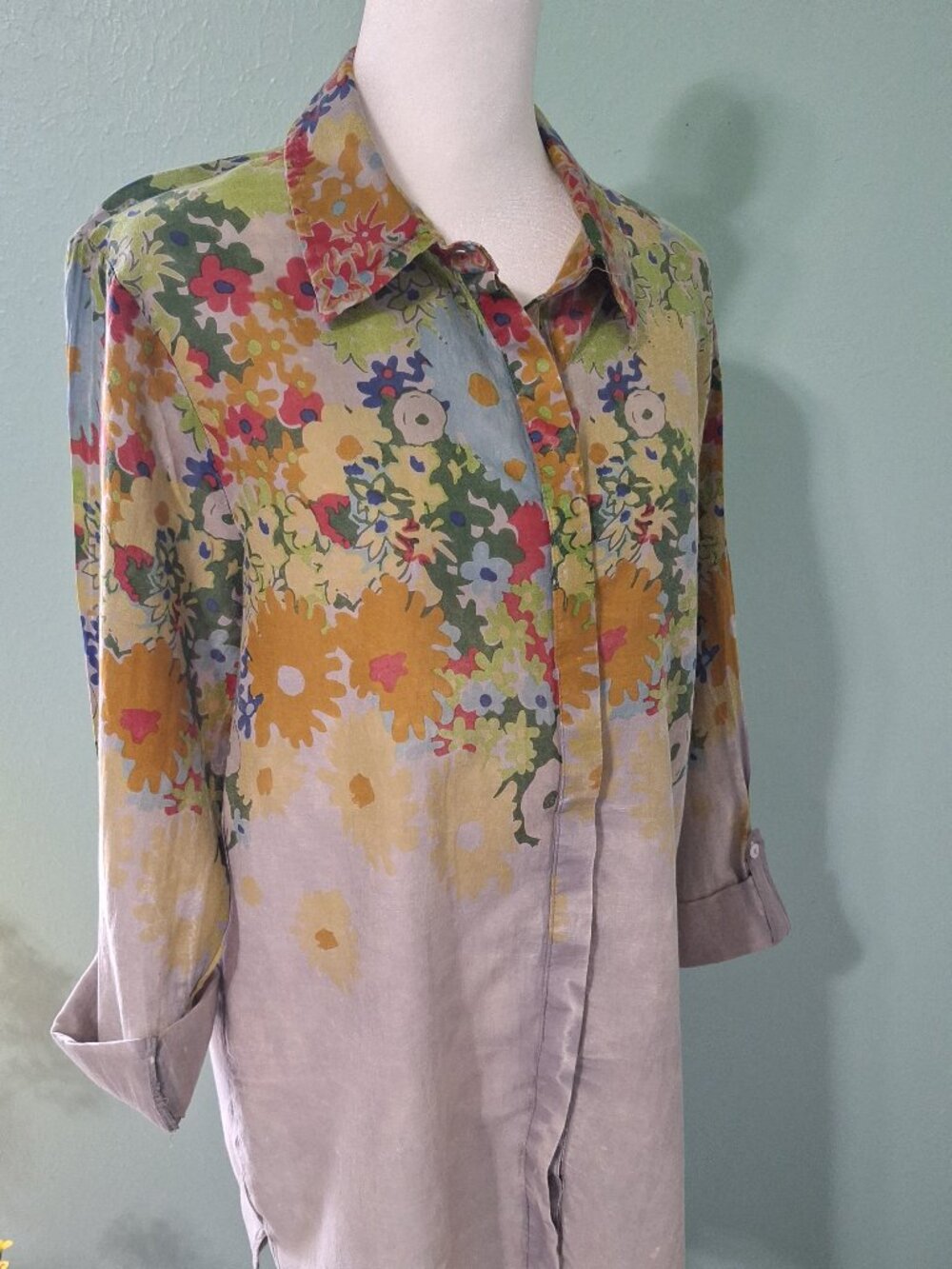 Vintage Goa Grey Button down Tunic. Size XL